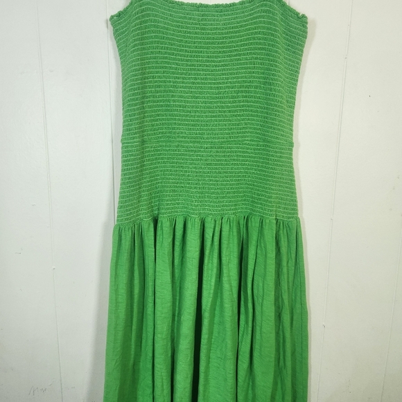 Nation LTD Gaby Smocked Pima Cotton Sundress Size Large Kelly Green - Picture 9 of 14